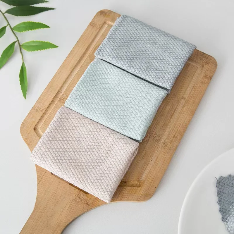 Kitchen Anti-Grease Wiping Rags Efficient Fish Scale Wipe Cloth Cleaning Cloth Home Washing Dish Cleaning Towel