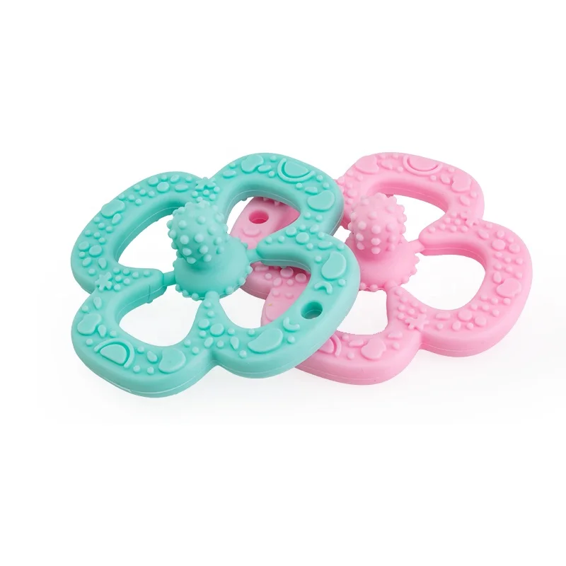 Oem Manufacturer Bpa Free Food Grade Silicon Chewable Teething Toys Rattle Ring Baby Silicone Teether