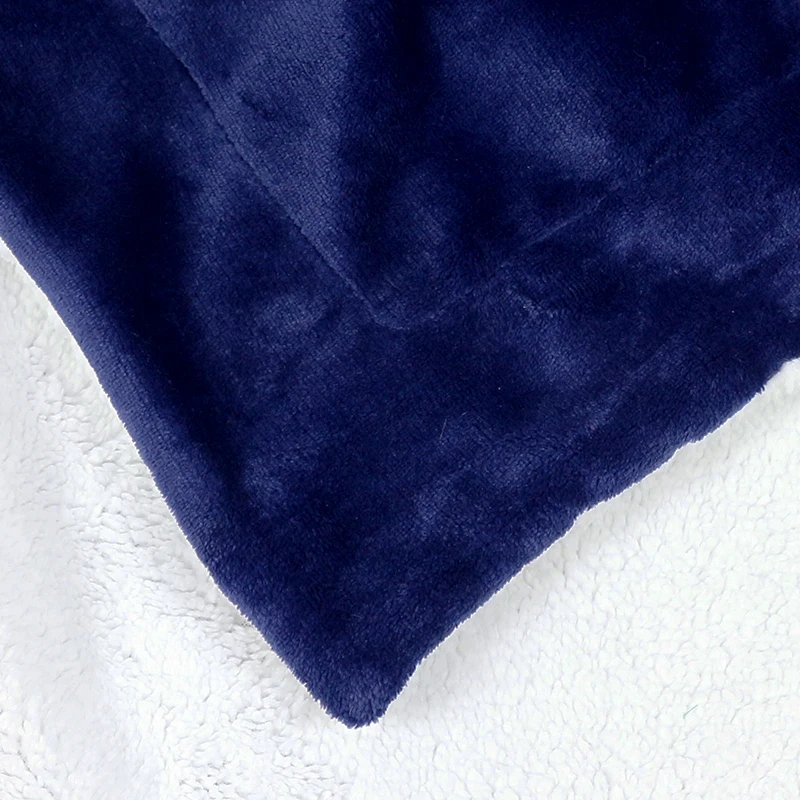 Мягкое двустороннее Флисовое одеяло, очень толстые фланелевые одеяла из шерпы, темно-синие двухслойные одеяла из овечьей шерсти на зиму
