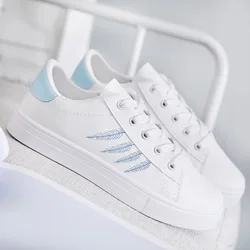 Fashion casual girls sneakers pu white flat women shoes wholesale