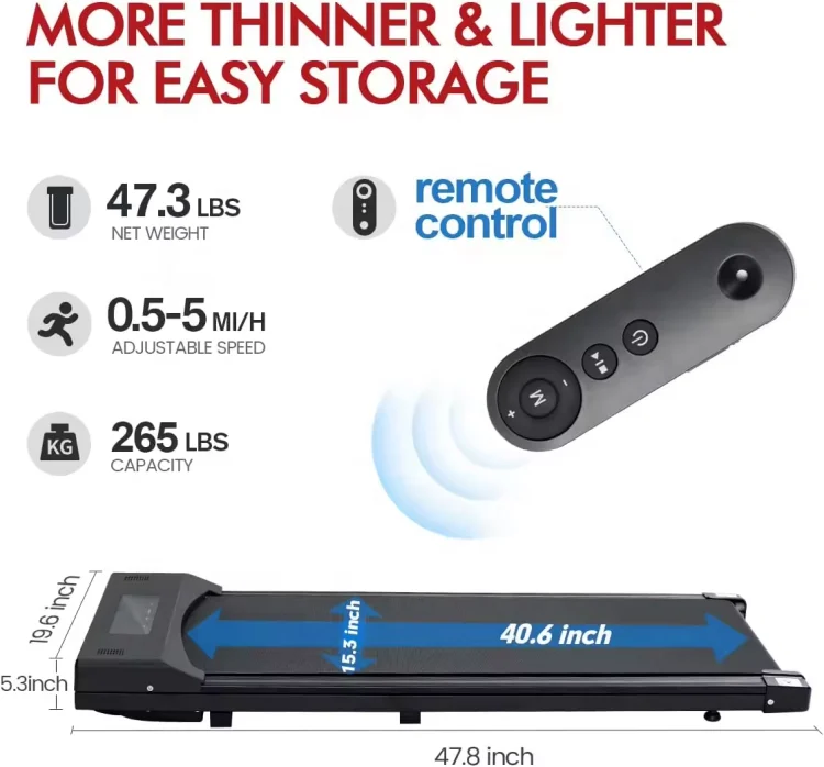 Mini smart electric walking pad under desk flat treadmills for running motorized fitness treadmill exercise machine for home gym