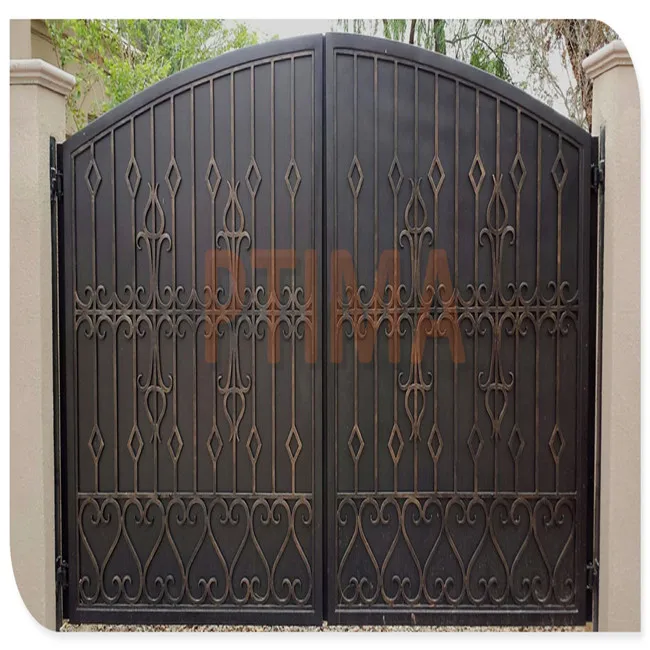 Main latest double door wrought iron gates designs wood steel garden driveway entrance gate