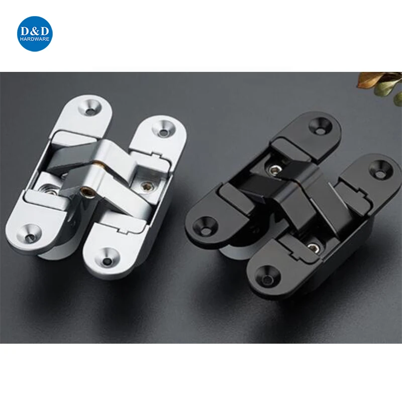 Zinc Alloy 3D Adjustable Invisible Hinge Silver Black Hidden Door Hinges for Wooden Door
