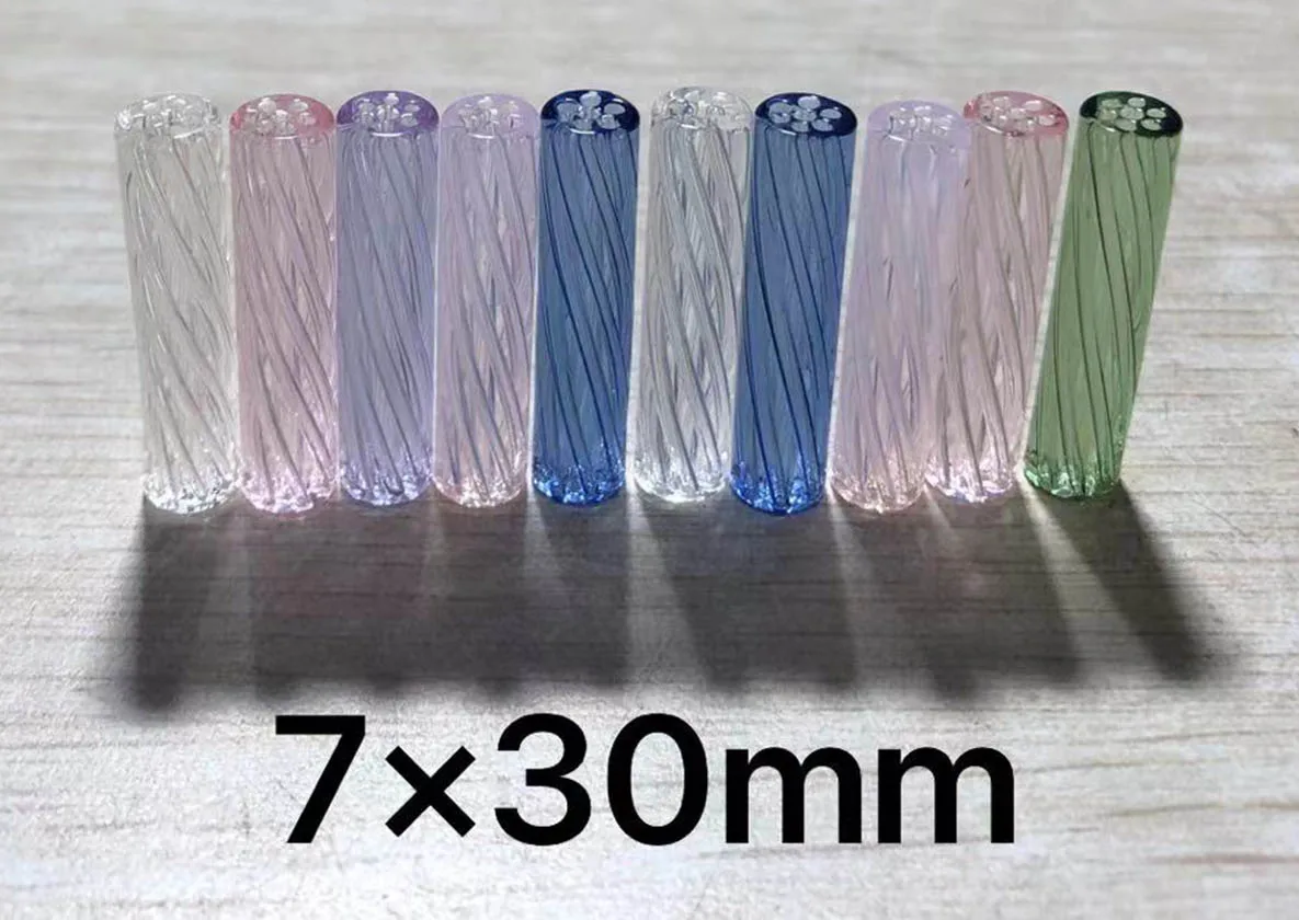 New Design 7 Holes Transparent Colored Glass Tips Spiral Filter Tips With Logo