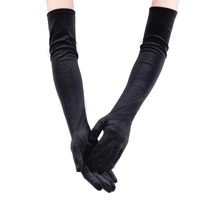 Golden velvet etiquette gloves golden velvet evening dress long gloves golden velvet warm long gloves