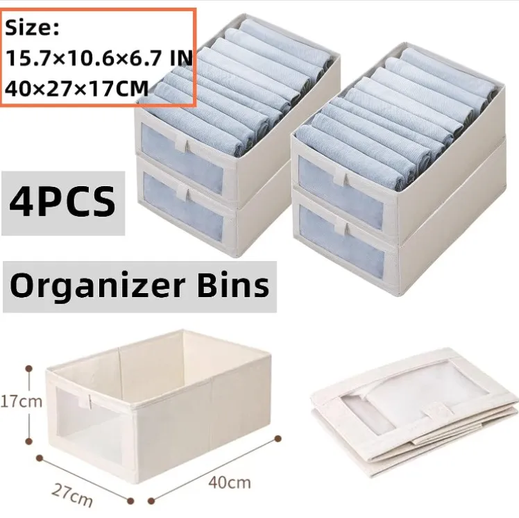 High Quality Closet Organizers Large Storage Boxes Baskets Supplier Bin Storage with Window Lead The Industry Golden Foldable