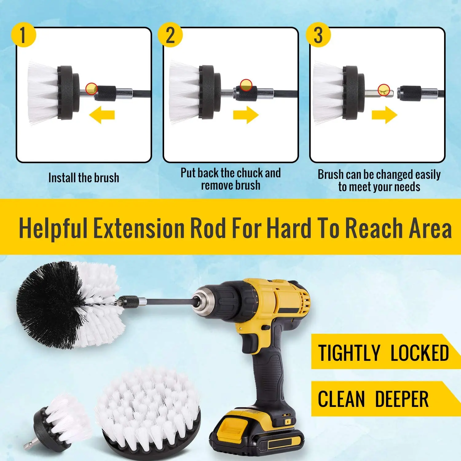 Drill Brush Attachment Set,Power Cleaning Scrub Brush,All Purpose Drill Brushes  Car Cleaning