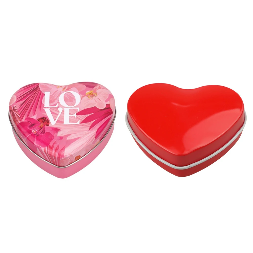 Heart Shaped Empty Metal Tin Cans for Party Small Bead Storage Containers with Lid for Items Earplugs Pills Bead Nail Jewelry