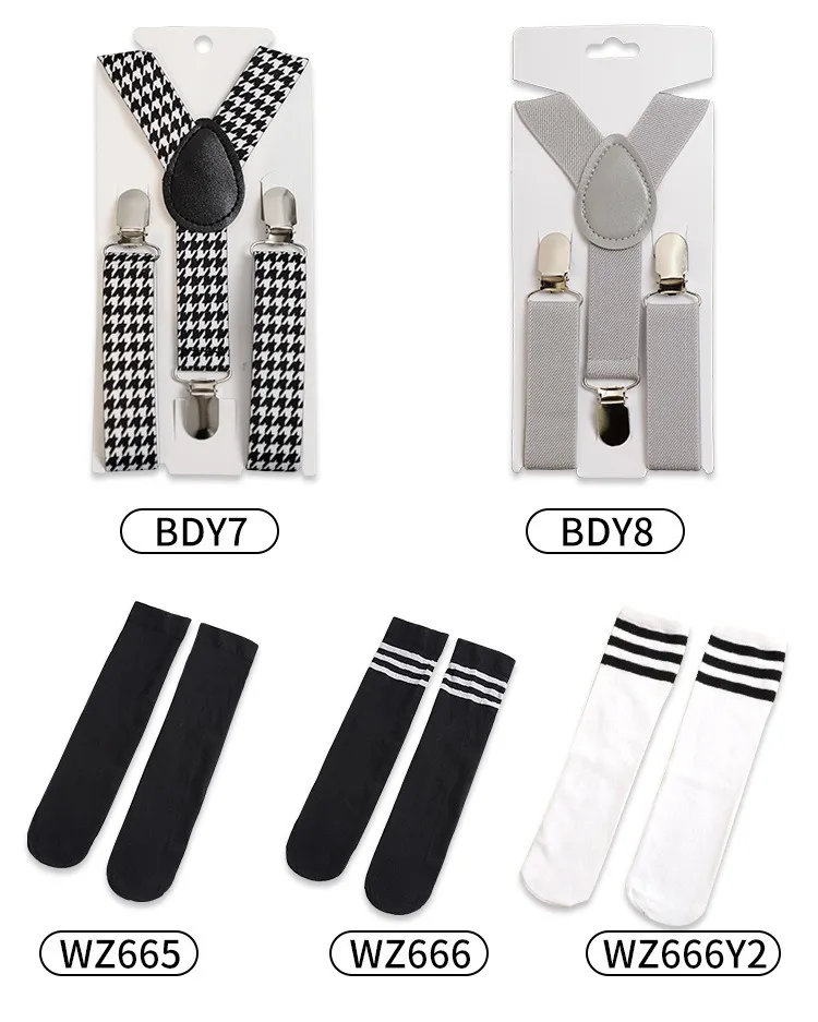 Custom Solid Color Baby Suspenders Colorful Y-Back Braces Elastic Belt Straps with Clip for Kids Adjustable Suspenders