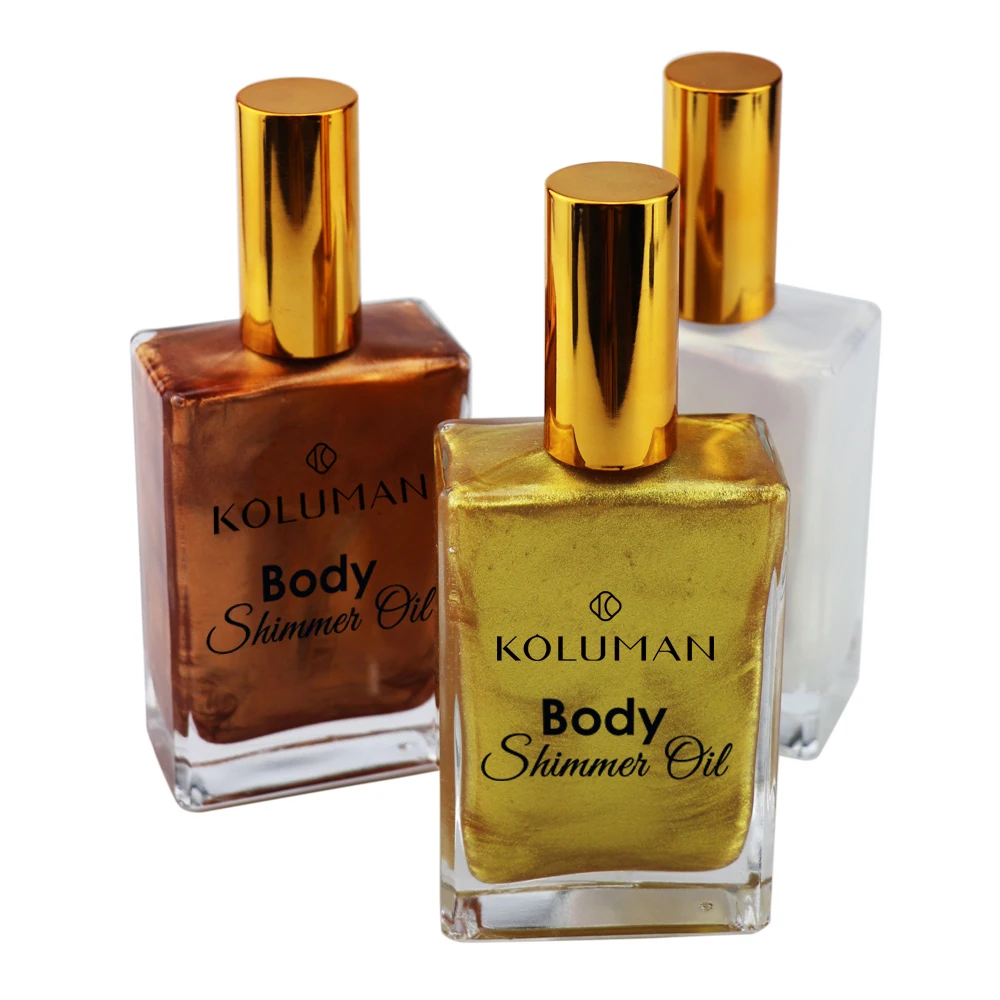 Organic skin care Private label multi-colored skin oil scented cosmetics sparkling shimmering whitening body oil