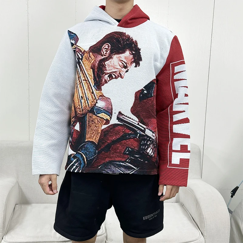 Low MOQ tapestry clothing manufacturer Quick custom marvel tapestry hoodie men