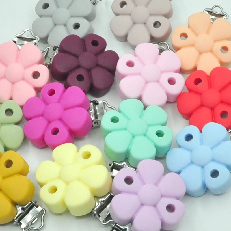 
Fashion Designs Pacifier Clip Unique Dummy Pacifier Holder Silicone Material and Stainless Steel Metal Clips 