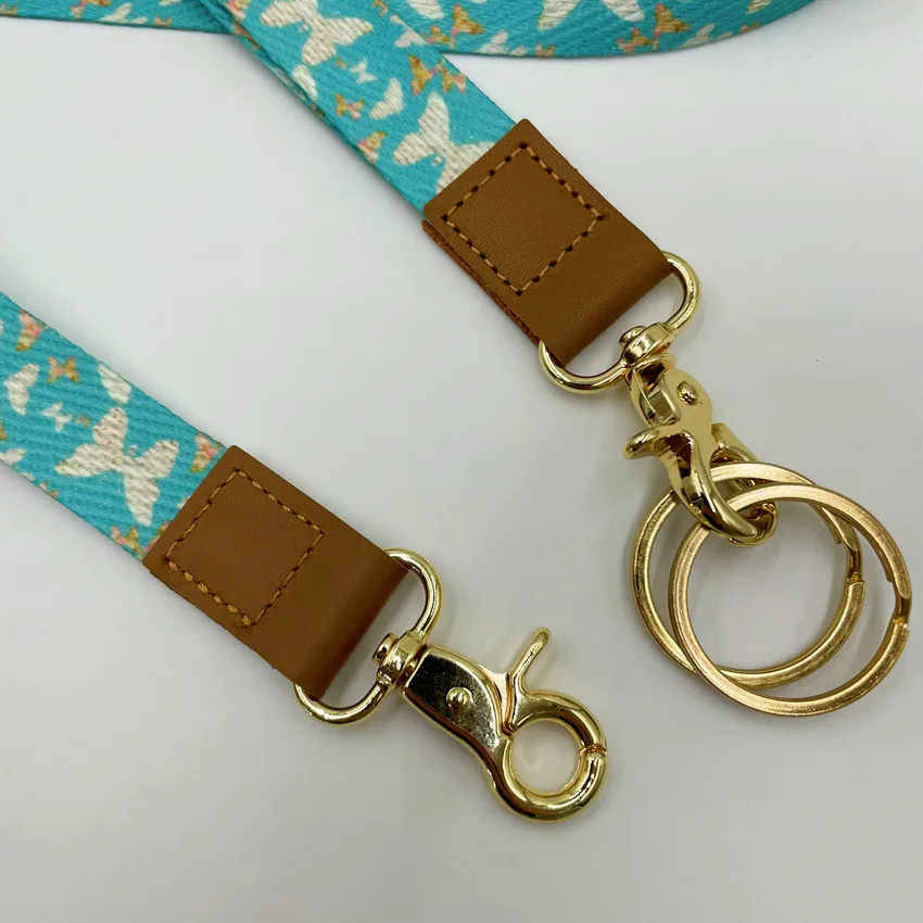 Personalized custom polyester dye sublimation logo woven embroidered lanyard for key holder