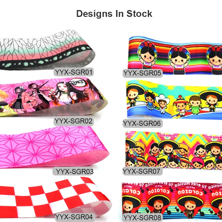 YYX Designer Grosgrain Ribbon Stripe Grosgrain Satin Printed Cartoon Grosgrain Ribbon 3 Inch