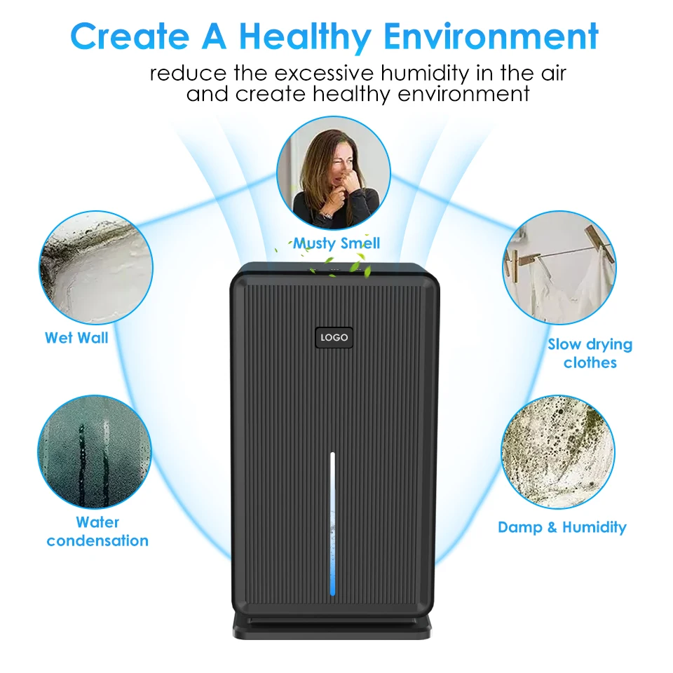 Ultra- Quiet Clothes Dryer Portable Electric Rechargeable Small Dehumidifier 3L Full Water Shutdown