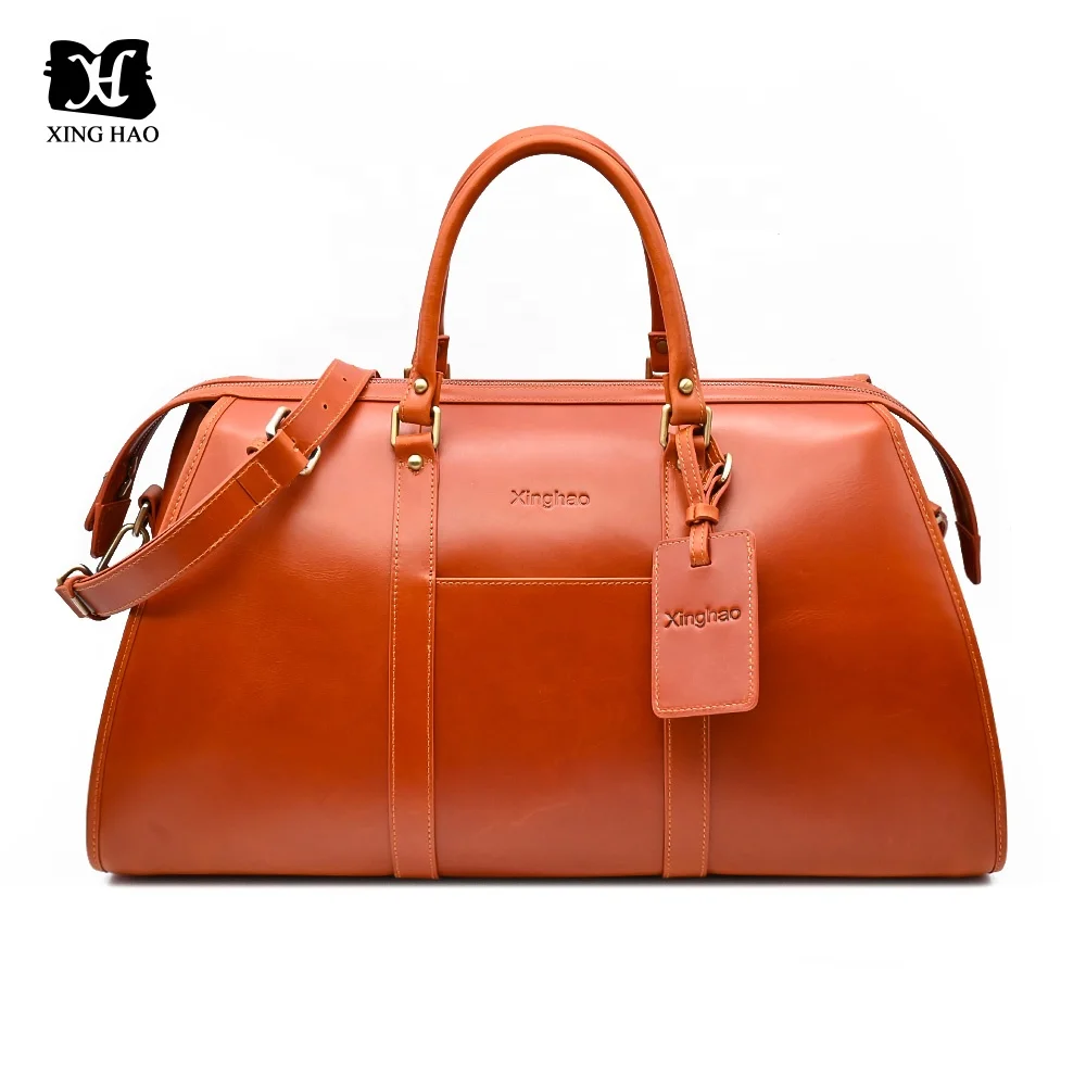 Custom Factory Fashion Vintage Genuine Leather Mens Overnight Weekender Duffle Duffel Travel Bag  Wholesale