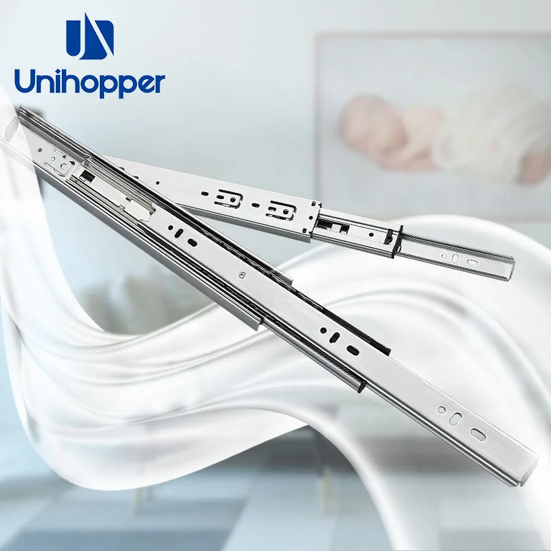 Unihopper 3 Fold Telescopic Drawer Rails Telescopic Channel Ball Bearing Slide Kitchen Cabinet Drawer Slide Rail