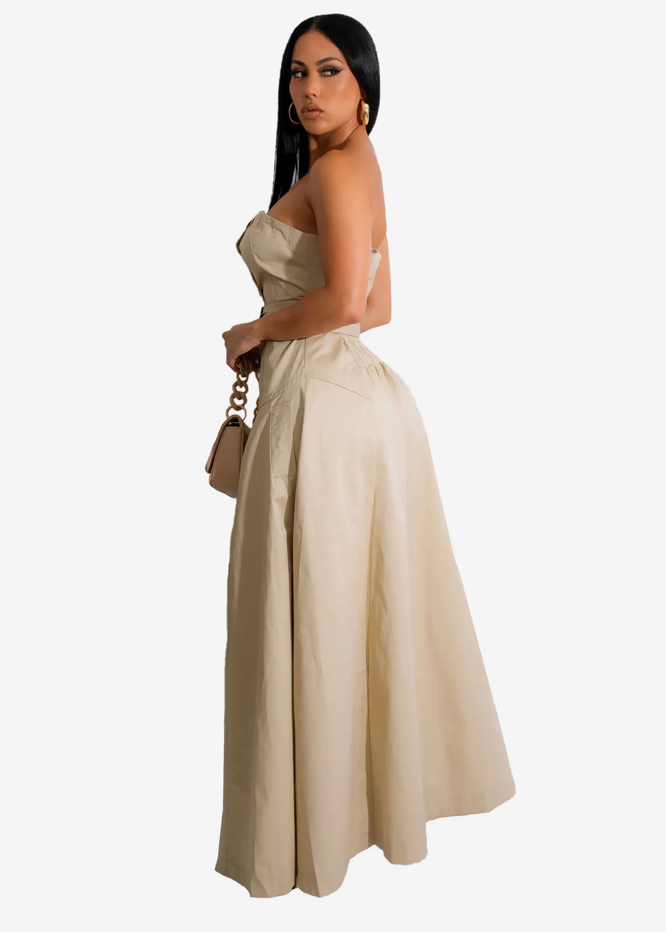 J&H 2023 elegance tube top party dress ladies belted maxi dresses solid color fashion evening dresses