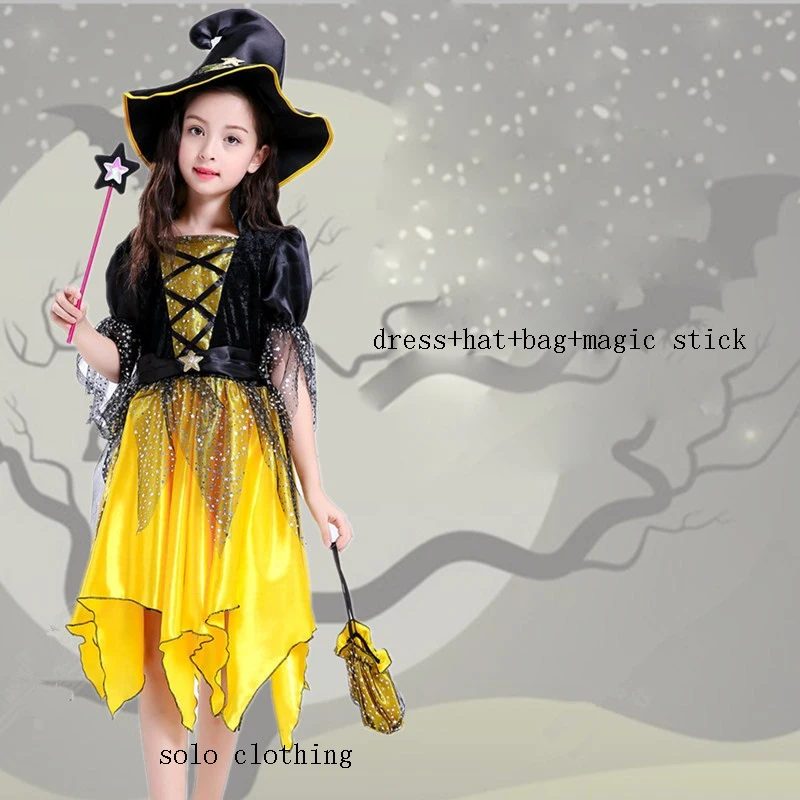 Halloween Princess Dress Hot Sale Pretty Witch Cosplay Costume Halloween Kid Little Witches Pumpkin Fairy Fancy Dress Costumes