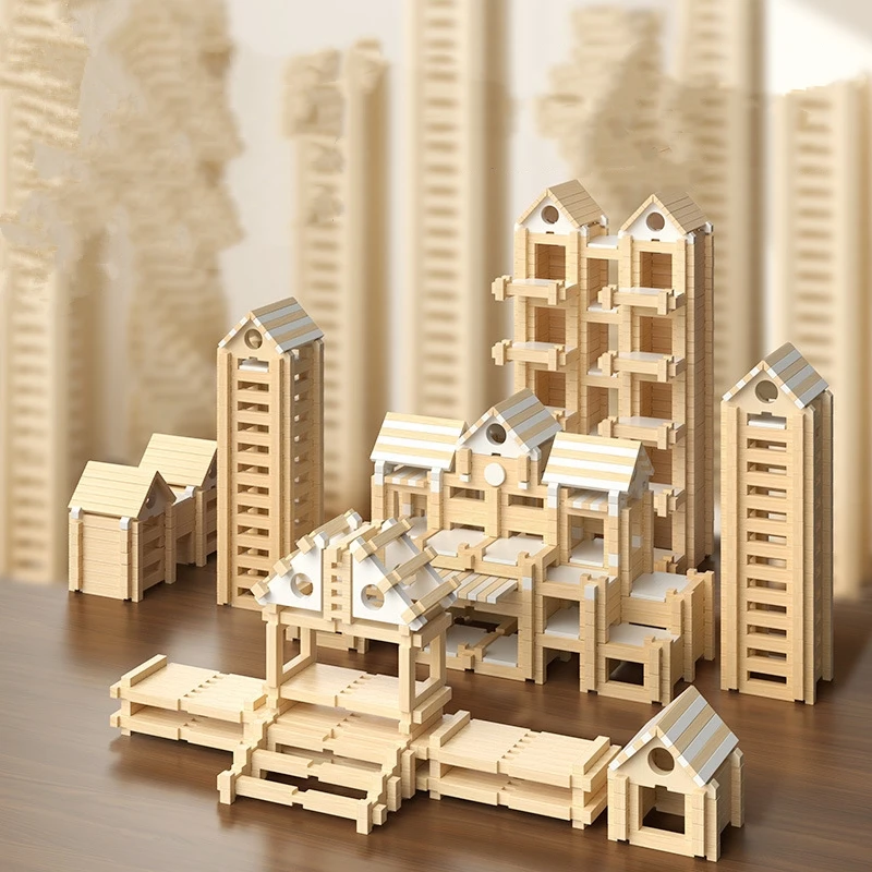 Mortise and Tenon Early Education Craft Model Building Block Puzzle Kids Assembling Diy Miniature House Kit