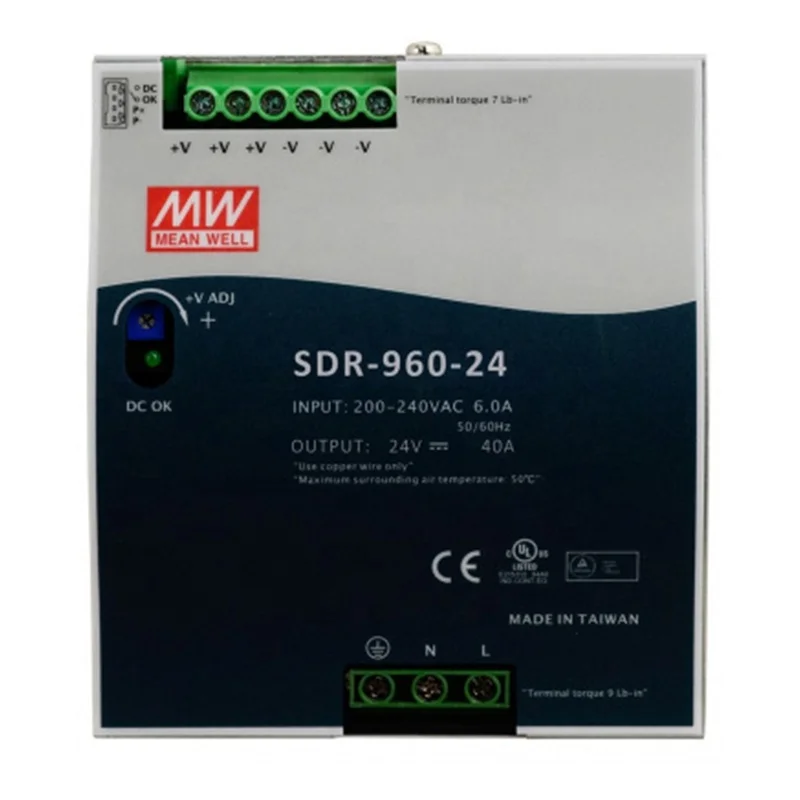 Original MEAN WELL SDR-960-48 960W 48V Single Output Industrial DIN RAIL with Power Supply