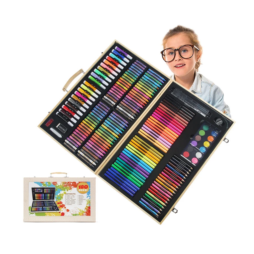 XinyiArt оптовая продажа 180 шт. роскошный набор для рисования художественный с масляными Пастельными мелками цветные карандаши акриловая краска