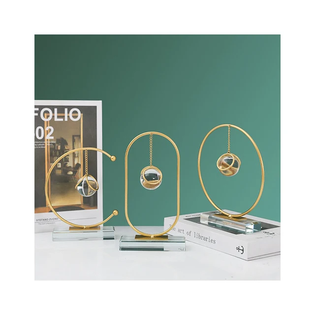 Luxury Creative Crystal Base Metal Crystal Ball Decorative Ornaments for Home Decor and Holiday Gifts