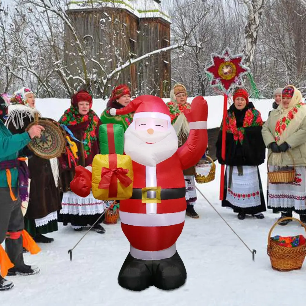Advertising 5FT Christmas Outdoor Inflatables Decorations Greeting Santa Claus With Lights For Xmas