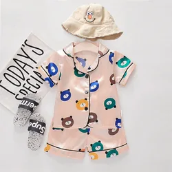 Детская атласная пижама с коротким рукавом