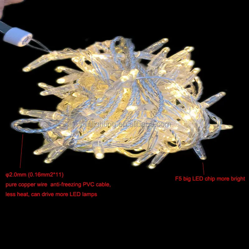 Christmas 10m 100LED glued clear PVC garland light, high waterproof cold resistance street engineering lighting fairy string