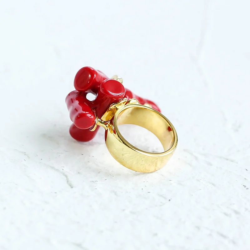 High Quality Red Artificial Coral ring Gold For Women