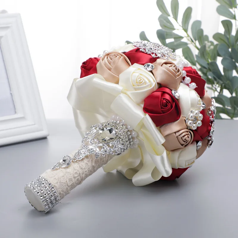 High quality custom simulation foam rose ring pillow hand  wedding bridal bouquet wedding photo props