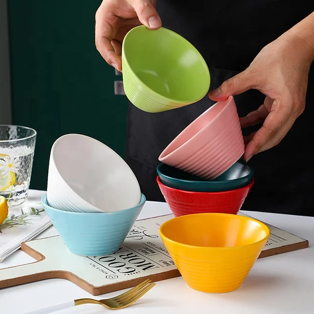 New Design Ceramic Large Soup Bowl Household Color Porcelain Ramen Bowl Big Creative Ceramic Noodle Bowl