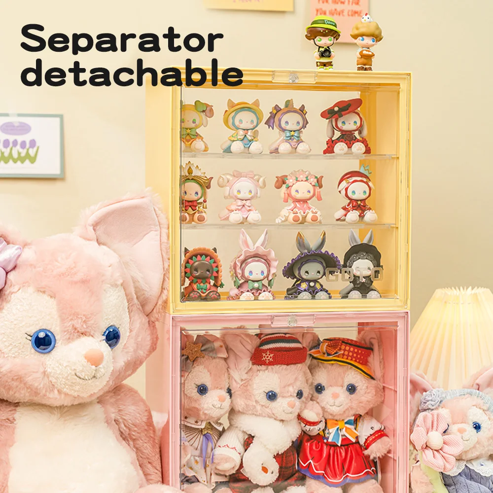 Display Box, Doll Display Storage Case, Stackable Show Case 2 Packs 19L Storage Box for Pop Mart, Lego, Collectibles