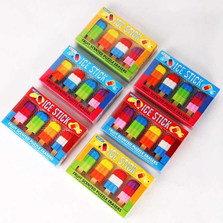 Multicolor japanese rubber cartoon kawaii ice cream pencil eraser fancy japanese design kid funny eraser