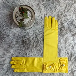 Kids Princess Long Satin Girls Dress Up pearl Bows Glovesed Crown Wand Accessories Sets Halloween Costume Carnival Party