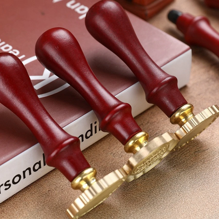 Retro Style Fire Paint Handle with Rosewood Replaceable Copper Head Wax Seal Stamp High Quality Wax Sealing Accessories