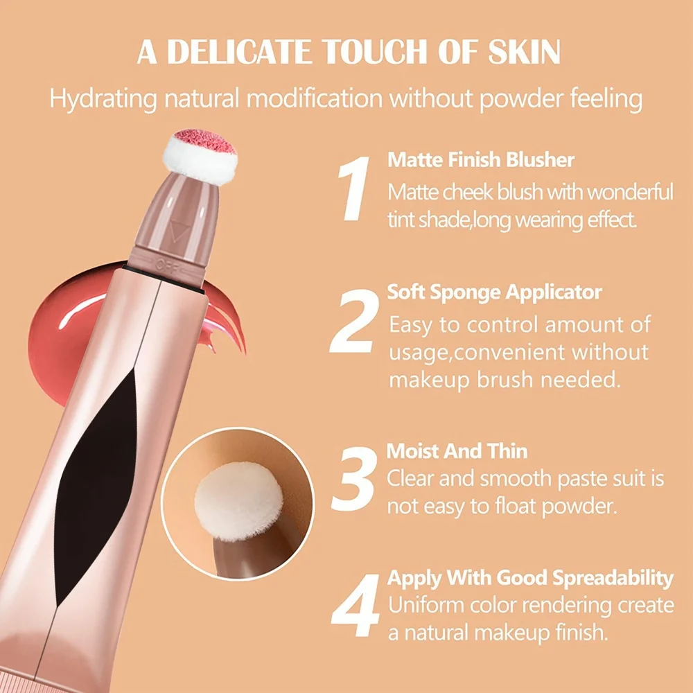 Newest Popular Liquid Blusher Stick Natural Matte Highlight Brightening 6 Colors Face Beauty Makeup Cosmetics Private Label