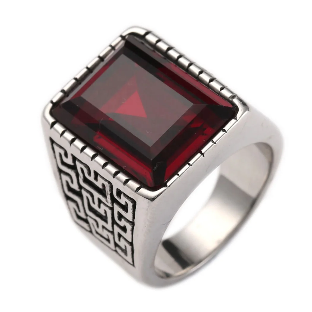 Stainless Steel Rings for Men Vintage Thumb Ring Band for Dad Father Jewelry Gift