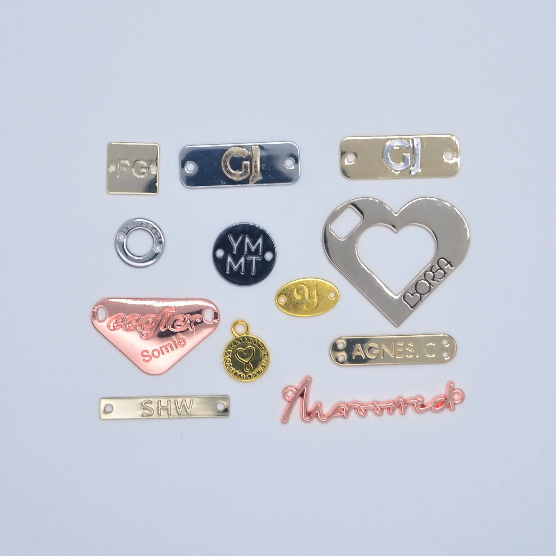 Clothing Accessoires Metal Label Brand Metallic Logo Engraved Sewing Metal Tag For bags