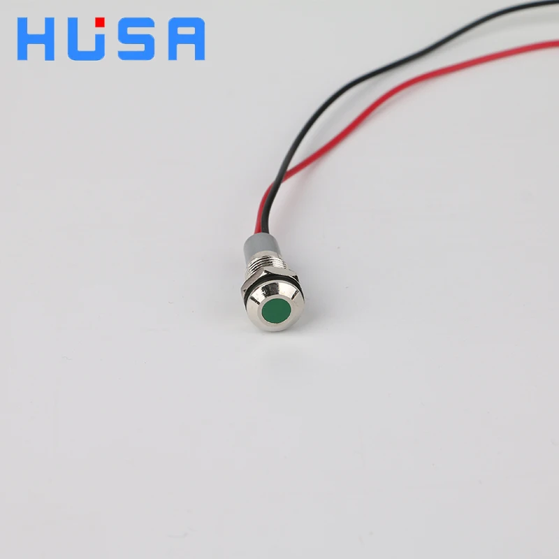Hot Selling Machine Signal Defender 12v Park Indicator 8mm Metal Flat Round LED Light Wire terminal 2pin Blue led Pilot lights
