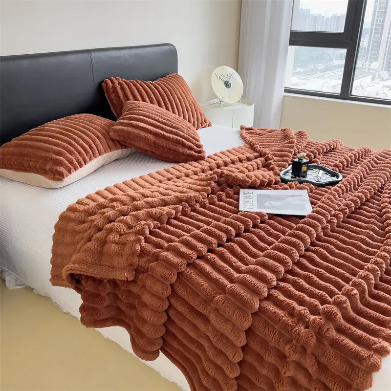 custom logo brand personalized more thick double layer reversible Sherpa fleece throw blanket bed sheet