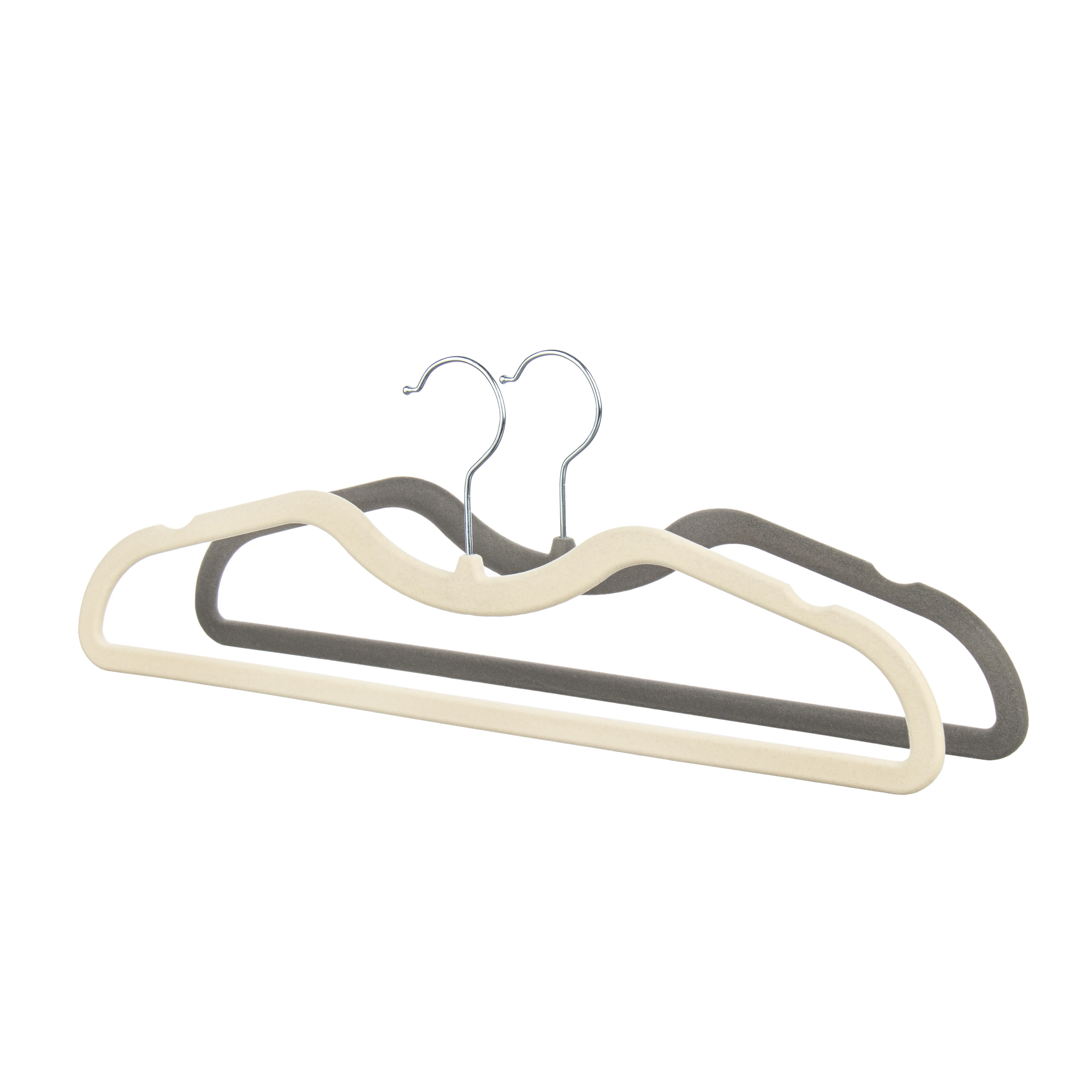 Factory Luxury Grey & Black Velvet Flocked Clothes Hangers with Custom Logo Premium Velvet Fabric Hangers
