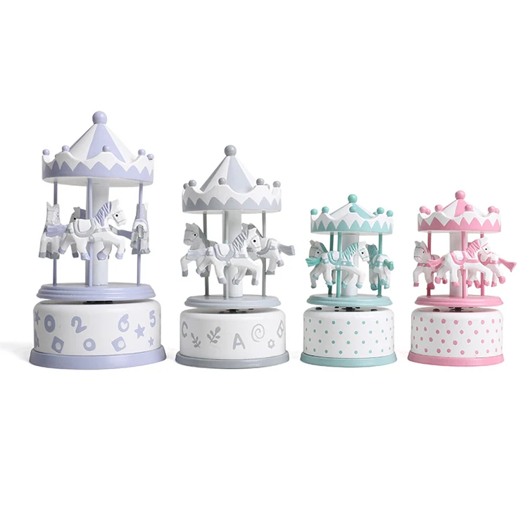 custom song vintage wooden carousel music box quality educational toy for children