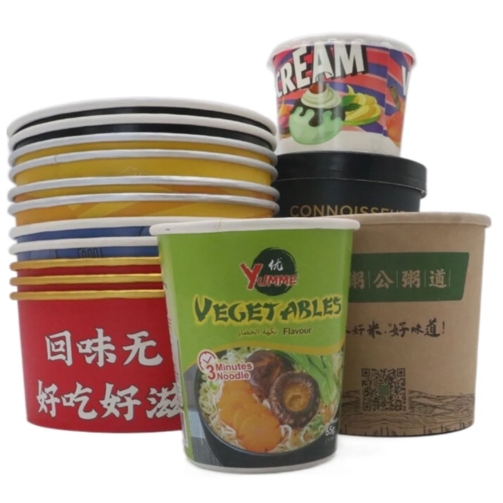 Food Grade Paper Bowl for Ice Cream Rice Soup French Fries Instant Noodles Porridge 750ml 1200ml