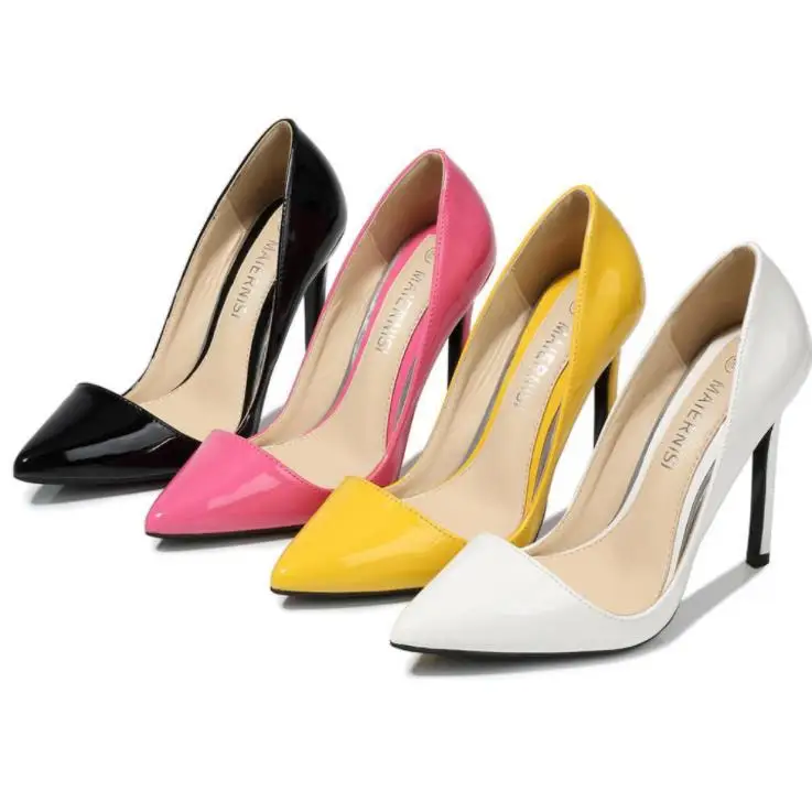 Wholesale pointed toe Stiletto red bottom high heels Patent Leather Dress Shoes Pointed Toe Thin Heel