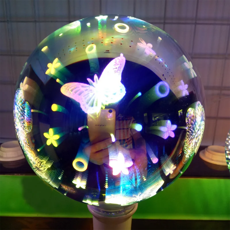 3D Fireworks-effect Glass G95 LED Light Bulb Holiday decorations and Christmas holiday lights KH-3D-G95