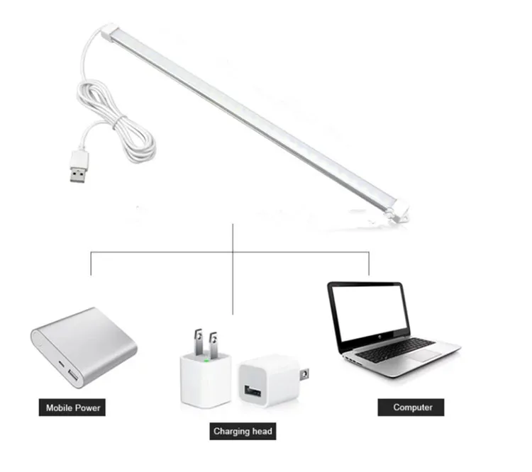 5V 35cm USB 24 Leds LED Hard Strip Light Tube Lamp Bulb On/Off Switch power