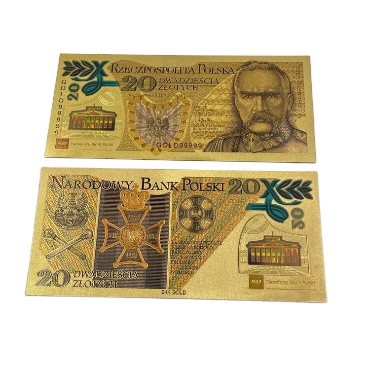 Ready Stock New Poland 20 Pln Money Bill Bank Notes 24k Gold Foil Plated Banknote