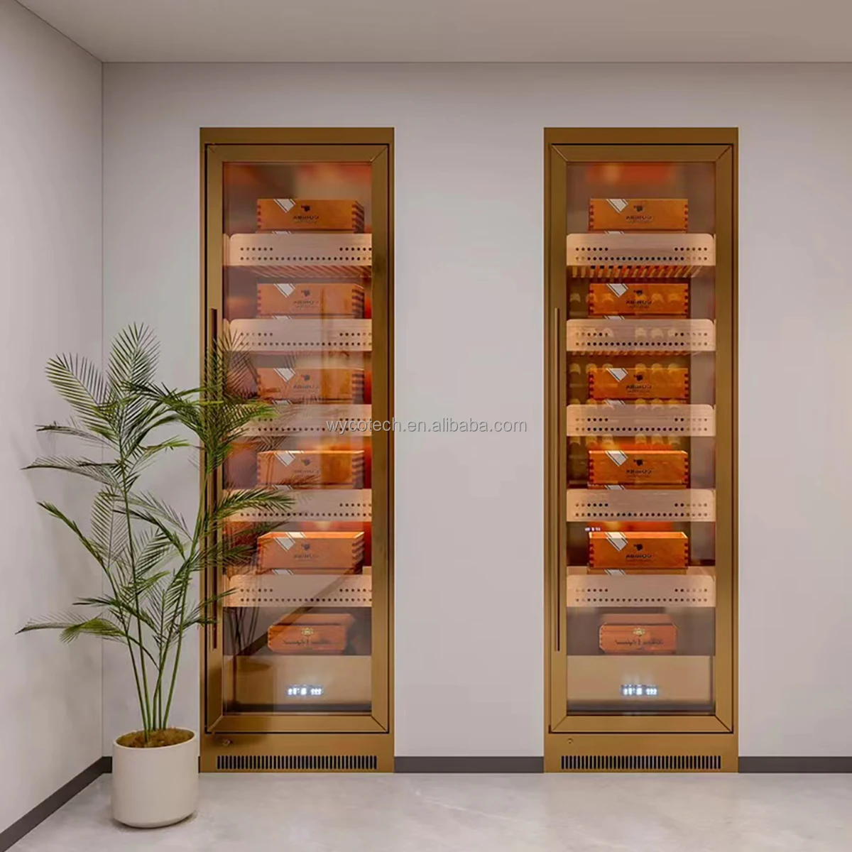 Real Constant Humidity and Temperature Customized Spain Cedar Wood Cigar Humidor Machine Modern Electric Humidor Cigars Cabinets